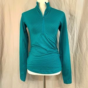 Nike DriFit SzSm turquoise&navy pattern long sleeve 1/2 zip jacket